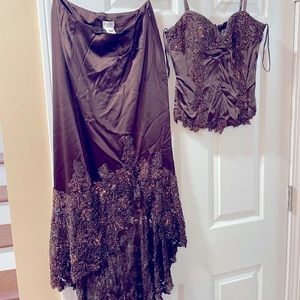 Skirt and sleeveless beaded top and matching skirt